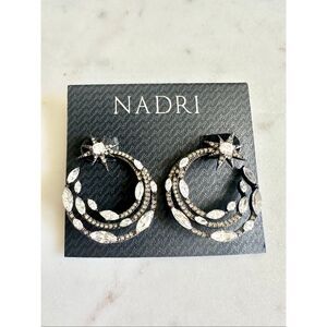 Nadri cubic zirconia gunmetal shooting star statement earrings